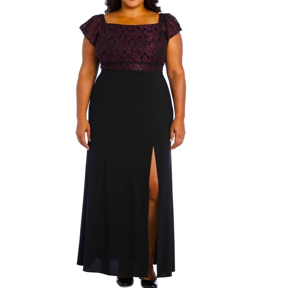 Night Way Collections | Dresses | Formal Dress Plus Sizes 6w 18w 2w 22w Purple Black Short Sleeves Nightway